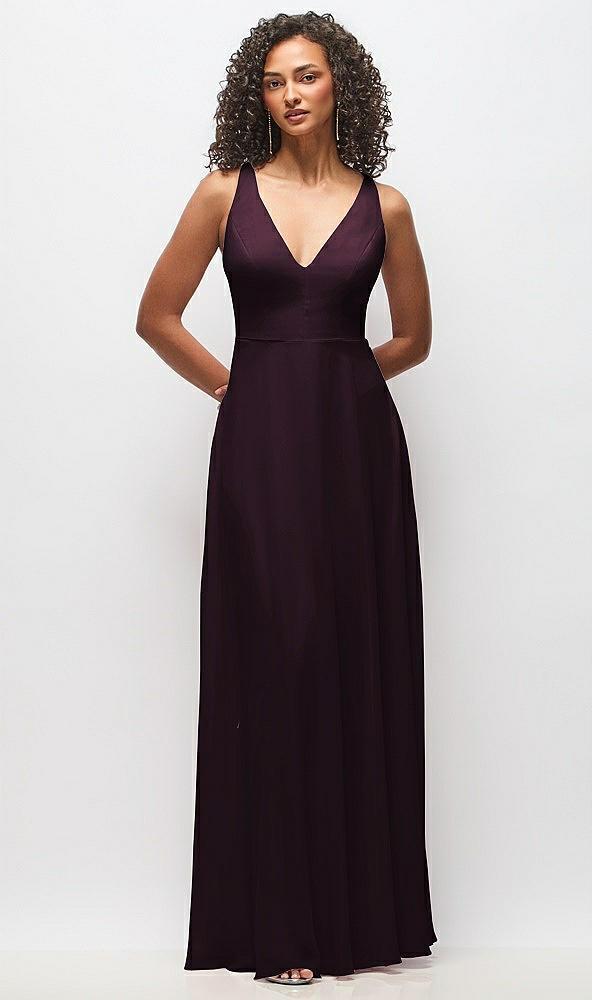deep v-neck chiffon maxi dress