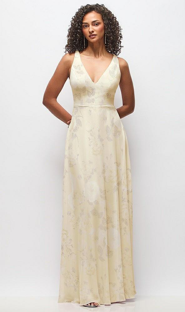 deep v-neck chiffon maxi dress