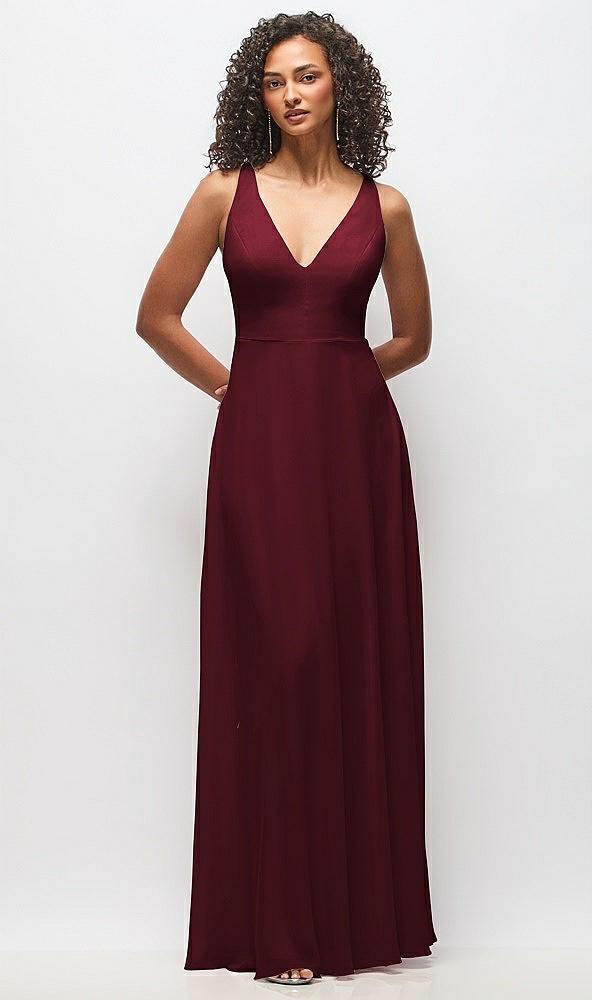 deep v-neck chiffon maxi dress