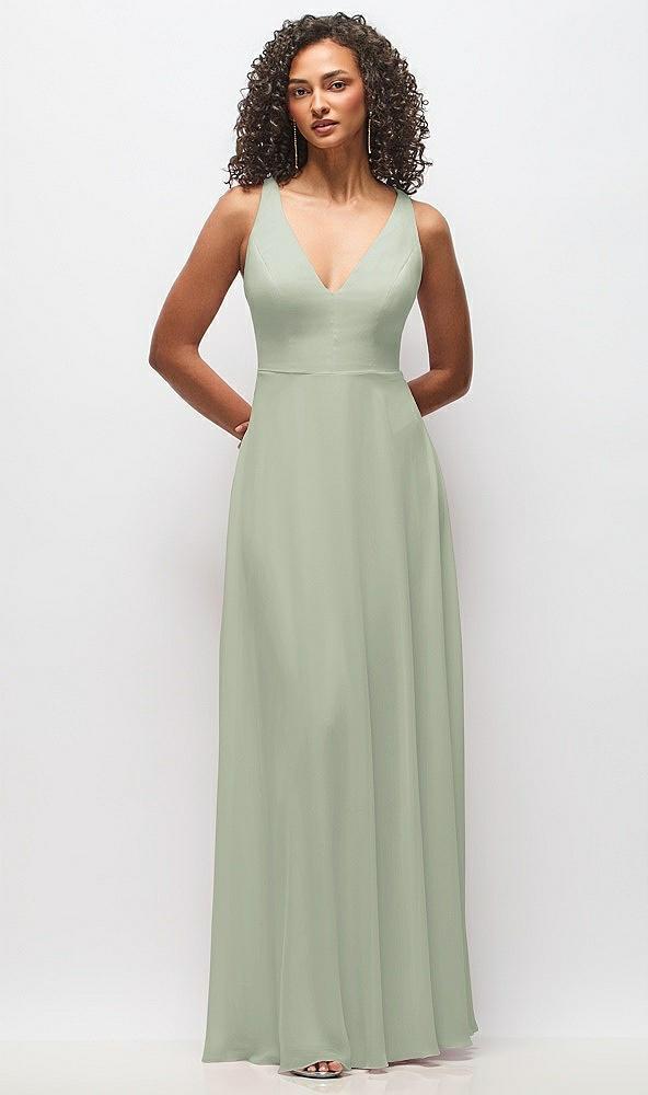 deep v-neck chiffon maxi dress