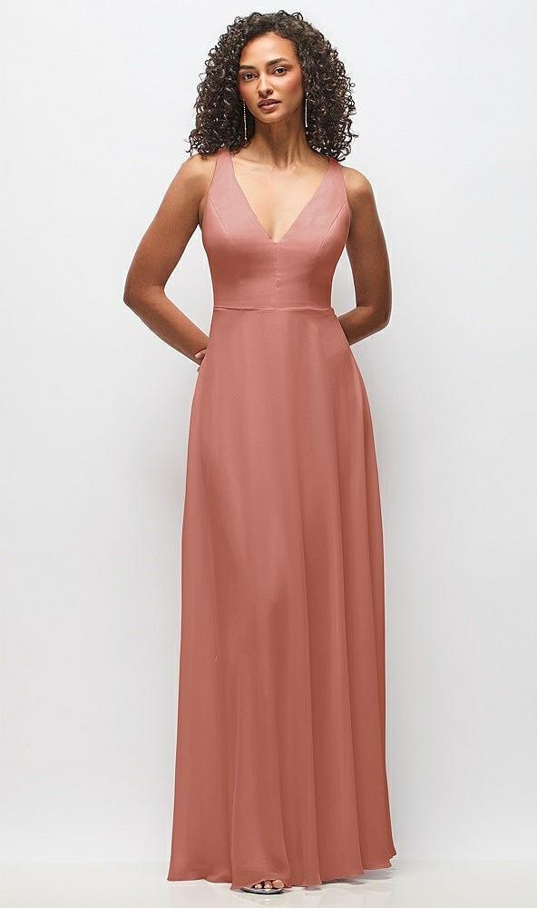 deep v-neck chiffon maxi dress