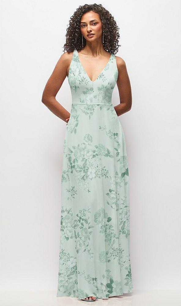 deep v-neck chiffon maxi dress