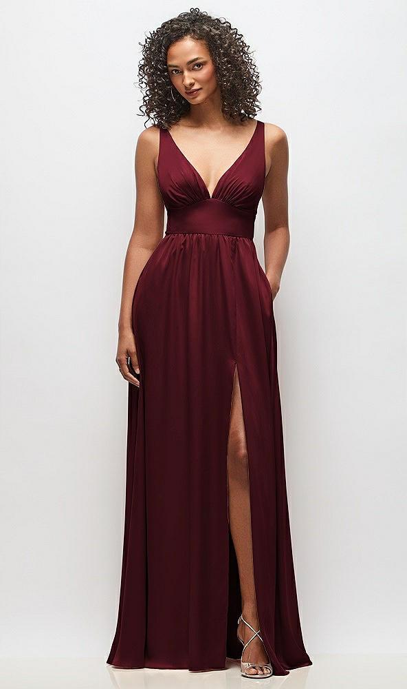 deep v-neck shirred skirt maxi dress with convertible straps