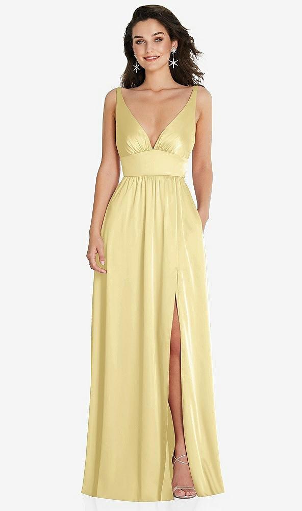 deep v-neck shirred skirt maxi dress with convertible straps