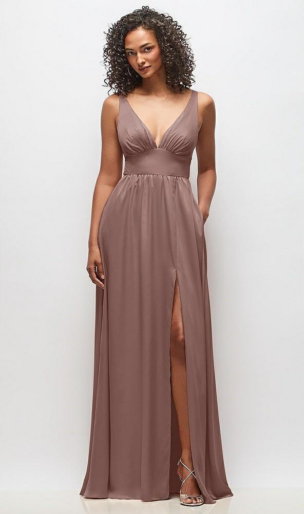 deep v-neck shirred skirt maxi dress with convertible straps