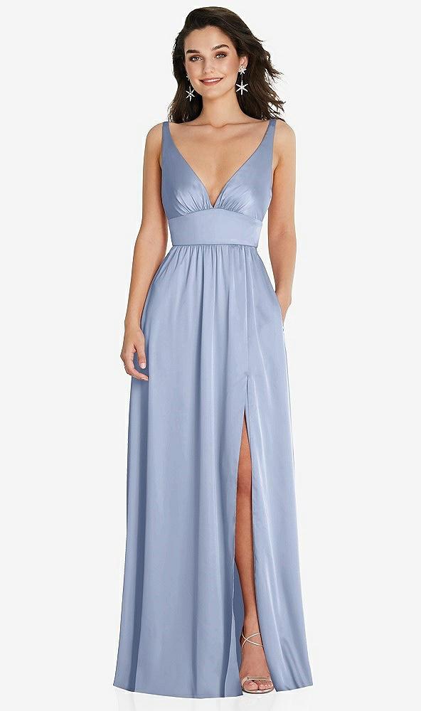 deep v-neck shirred skirt maxi dress with convertible straps