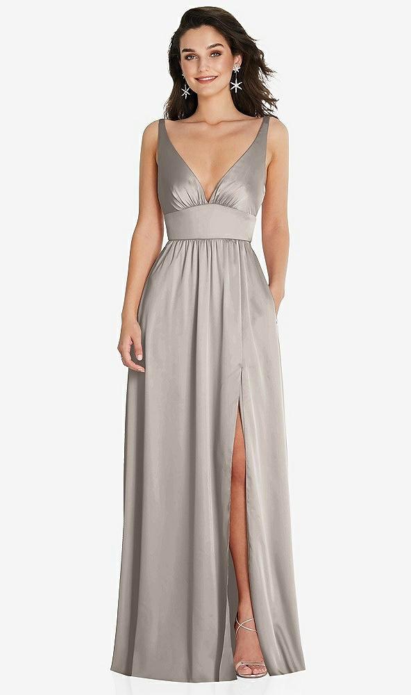 deep v-neck shirred skirt maxi dress with convertible straps