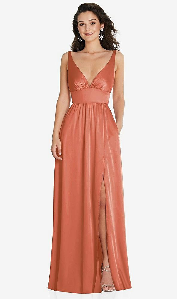 deep v-neck shirred skirt maxi dress with convertible straps