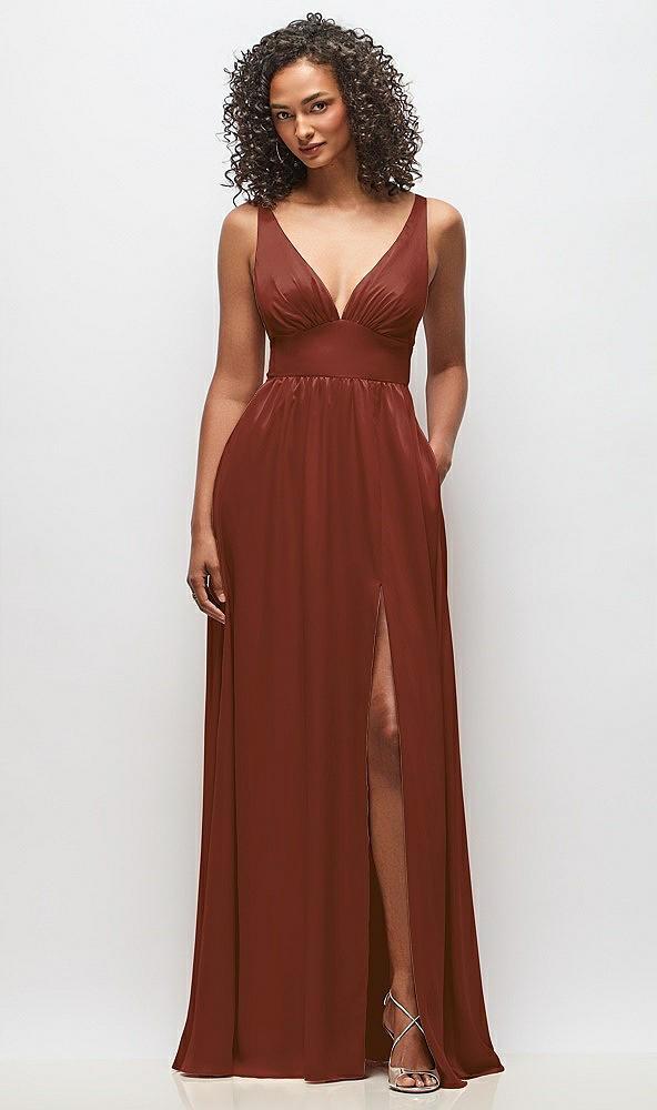 deep v-neck shirred skirt maxi dress with convertible straps