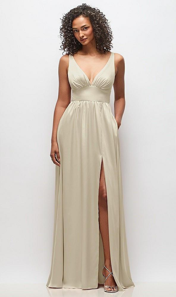 deep v-neck shirred skirt maxi dress with convertible straps