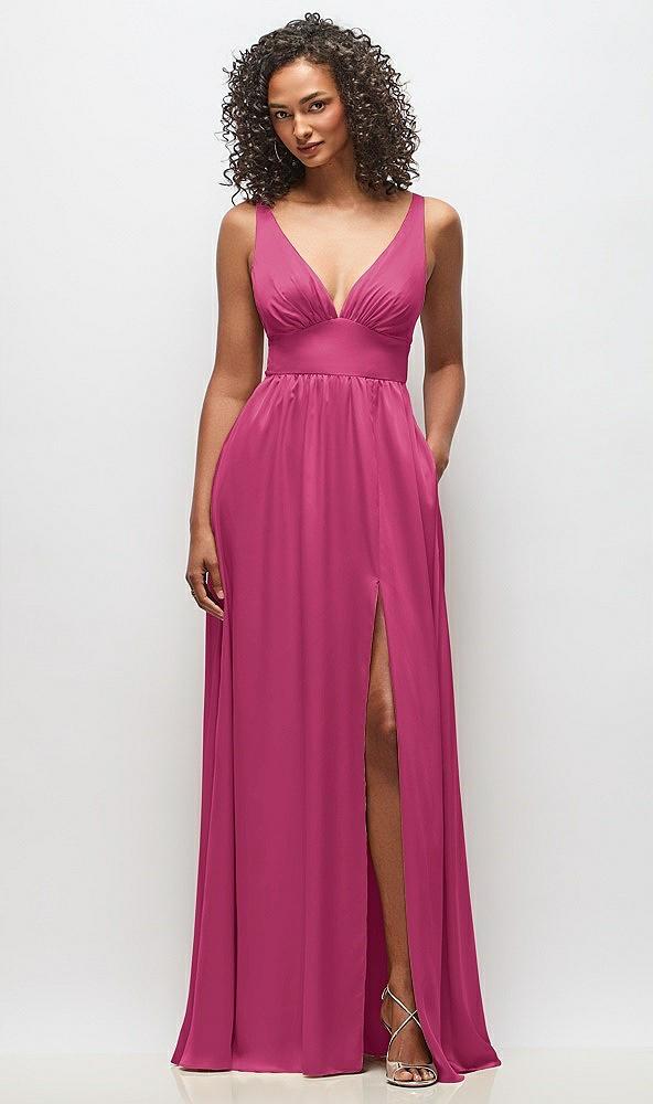 deep v-neck shirred skirt maxi dress with convertible straps