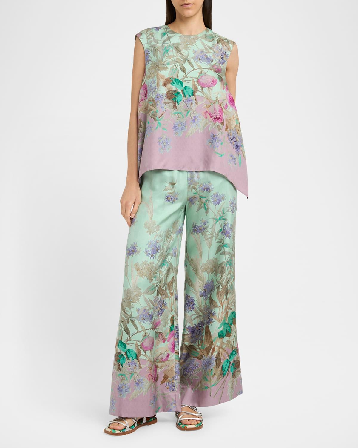 degrade floral wide-leg palazzo pants