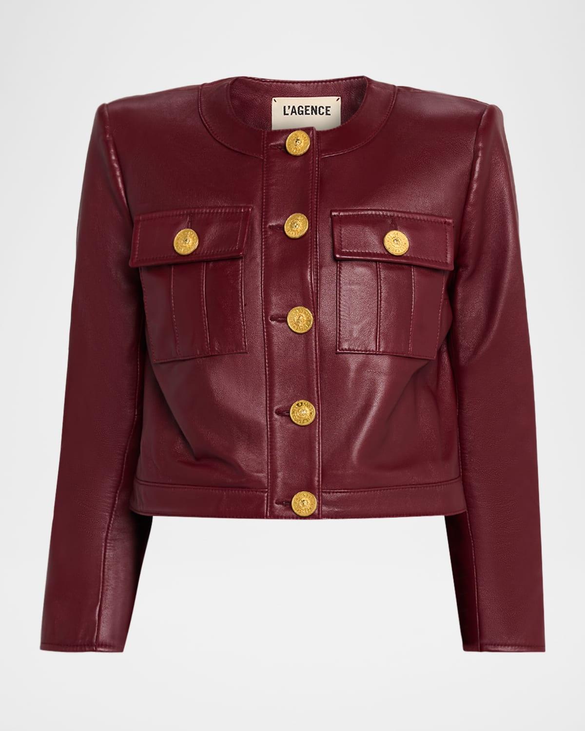 deidra cropped leather jacket