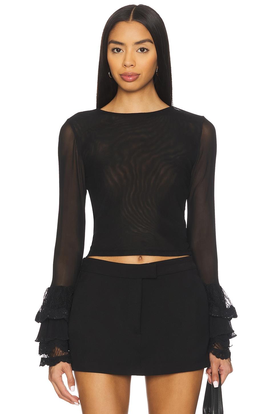 delaina long sleeve crop top with ruffle cuff