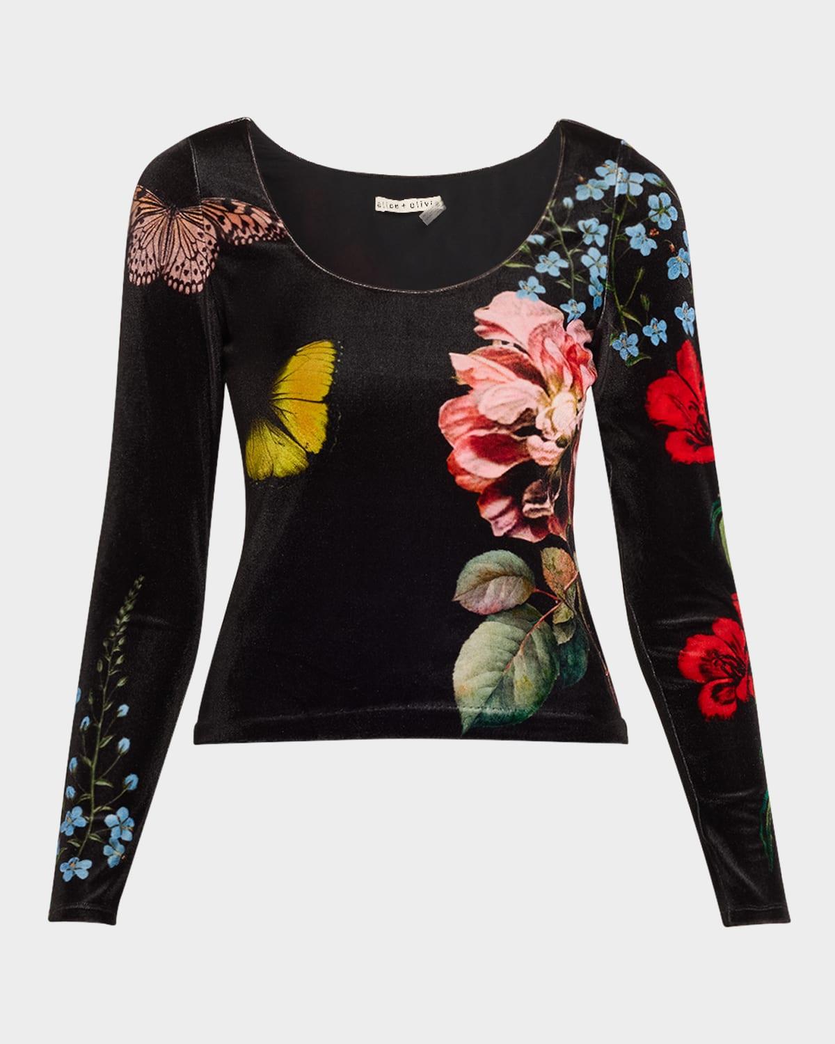 delaina scoop-neck velvet top