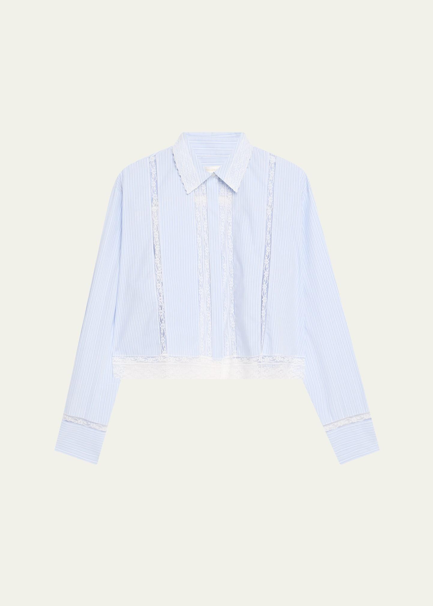 delano lace-trim striped shirt