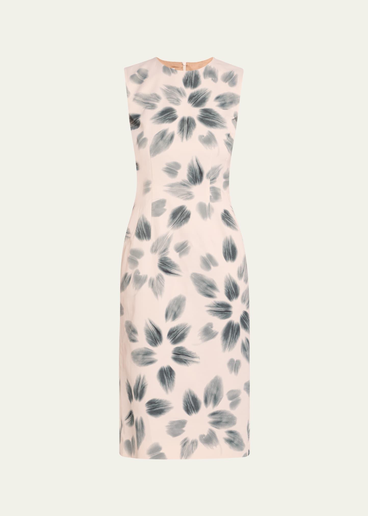 delavina printed sheath midi dress