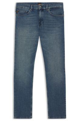 delaware slim-fit jeans in blue comfort-stretch denim- blue men's jeans