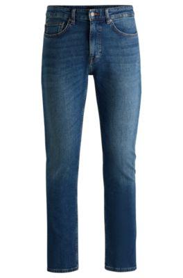 delaware slim-fit jeans in blue comfort-stretch denim- dark blue men's jeans