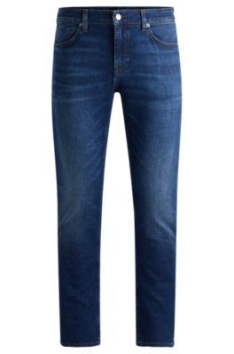 delaware slim-fit jeans in dark-blue super-soft denim- blue men's jeans