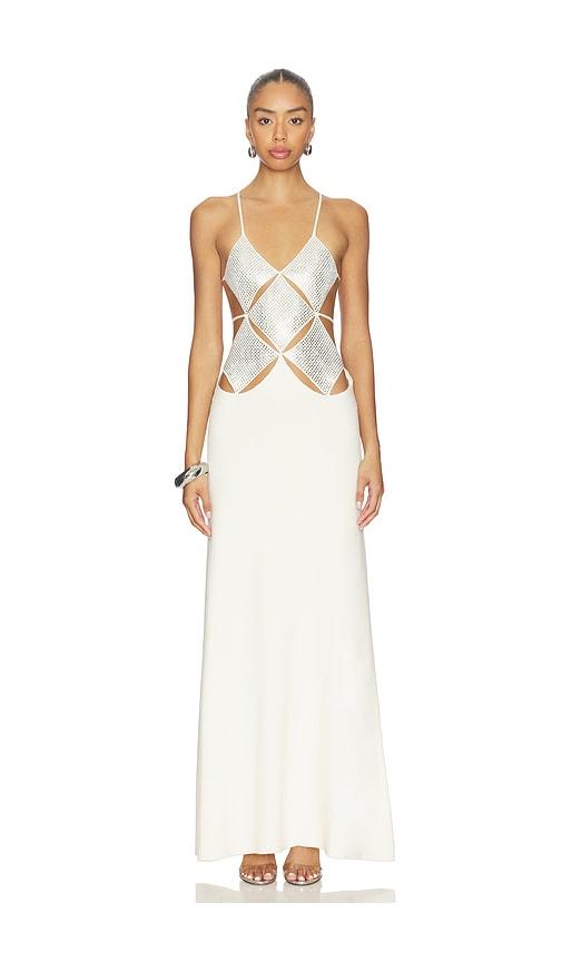delfi gaia maxi dress in white.
