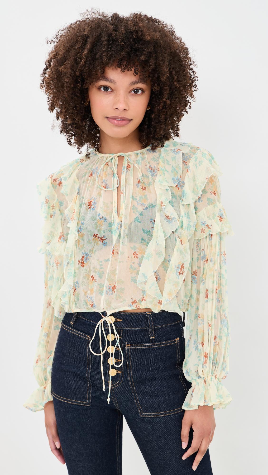 delfina long sleeve silk blouse