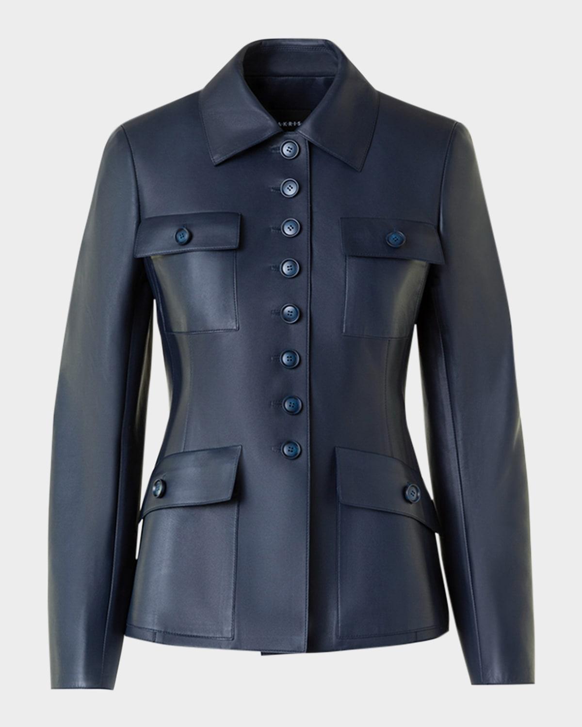 delia nappa leather fitted jacket