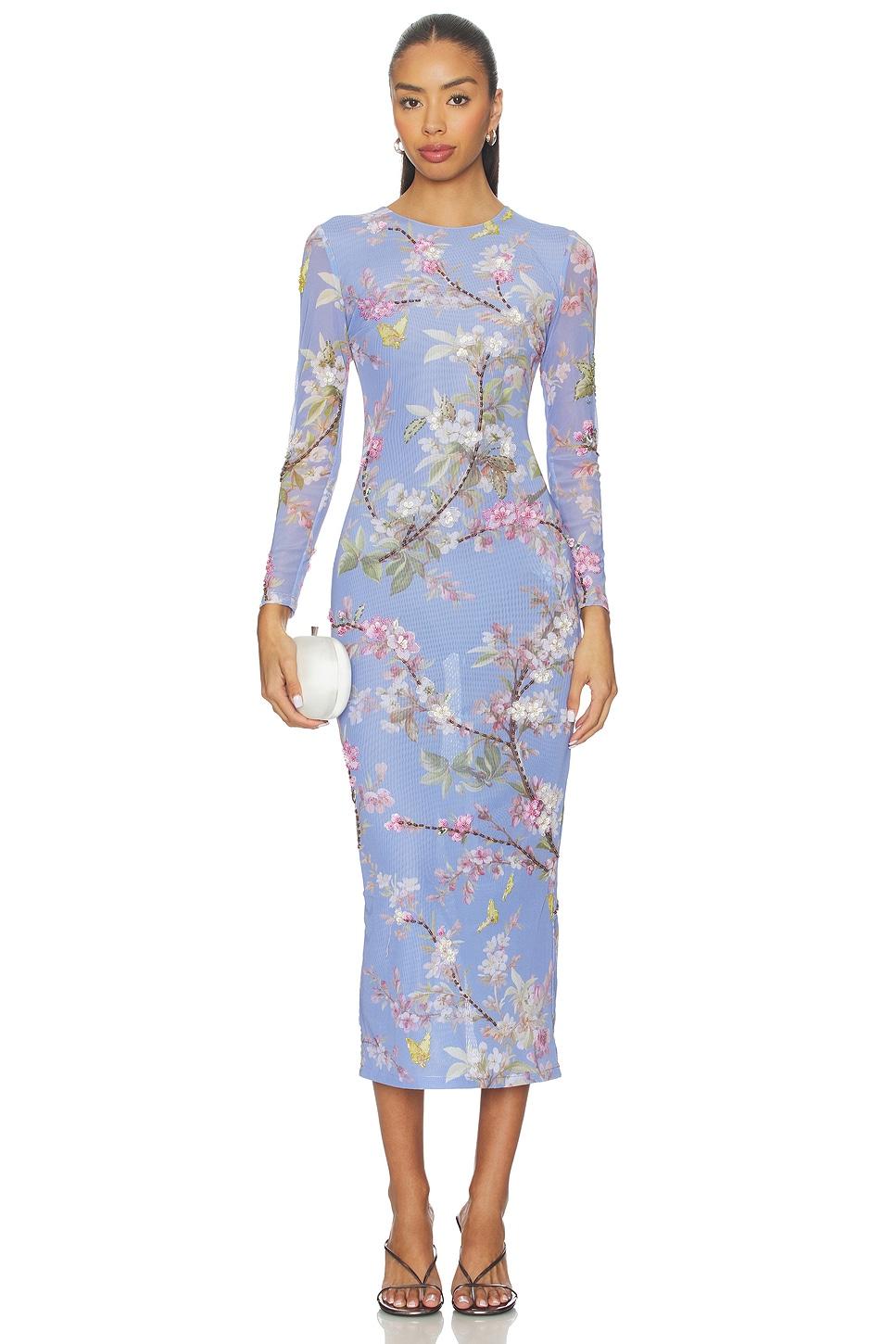 delicata embroidered tulle midi dress