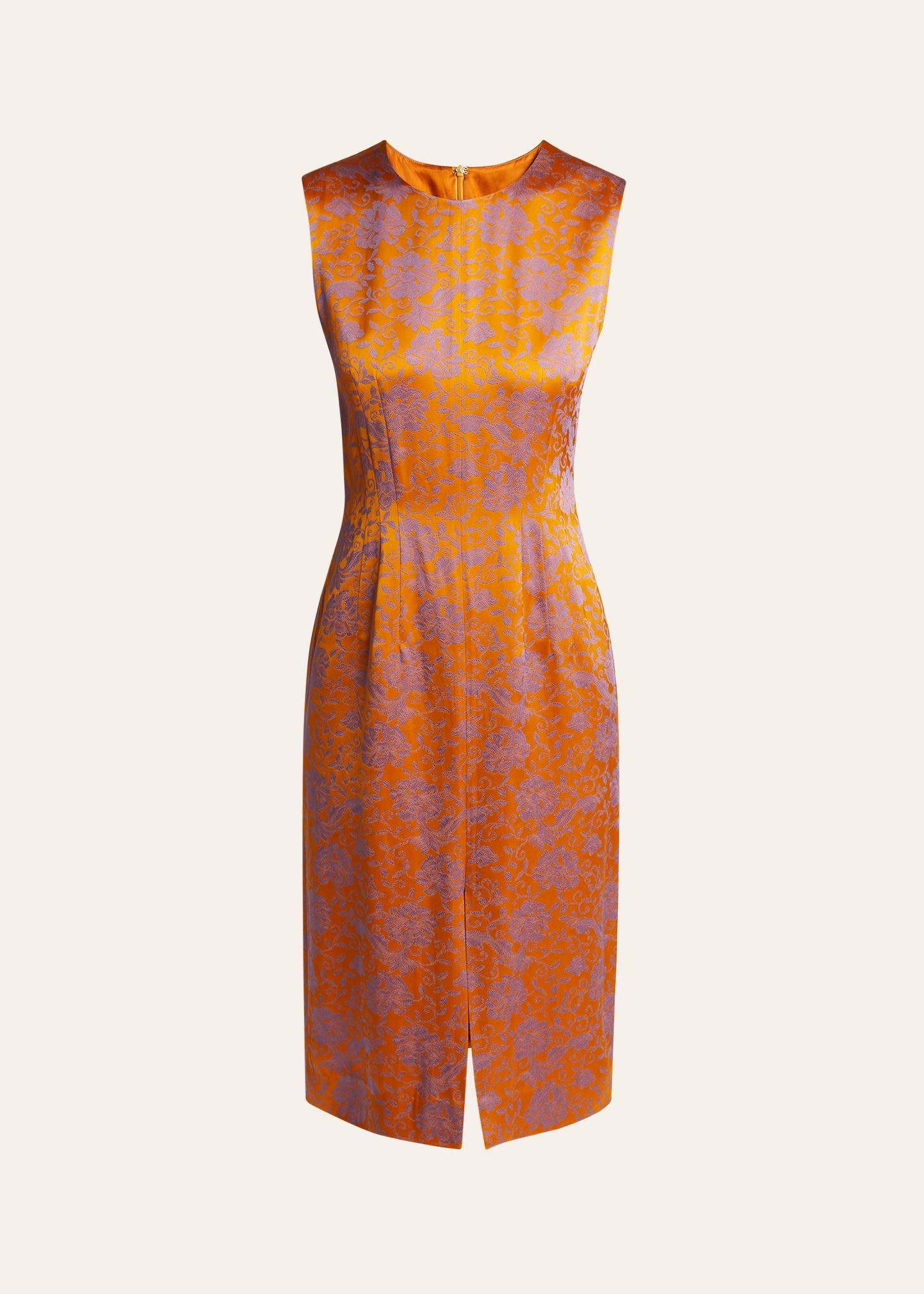 delina floral jacquard midi dress