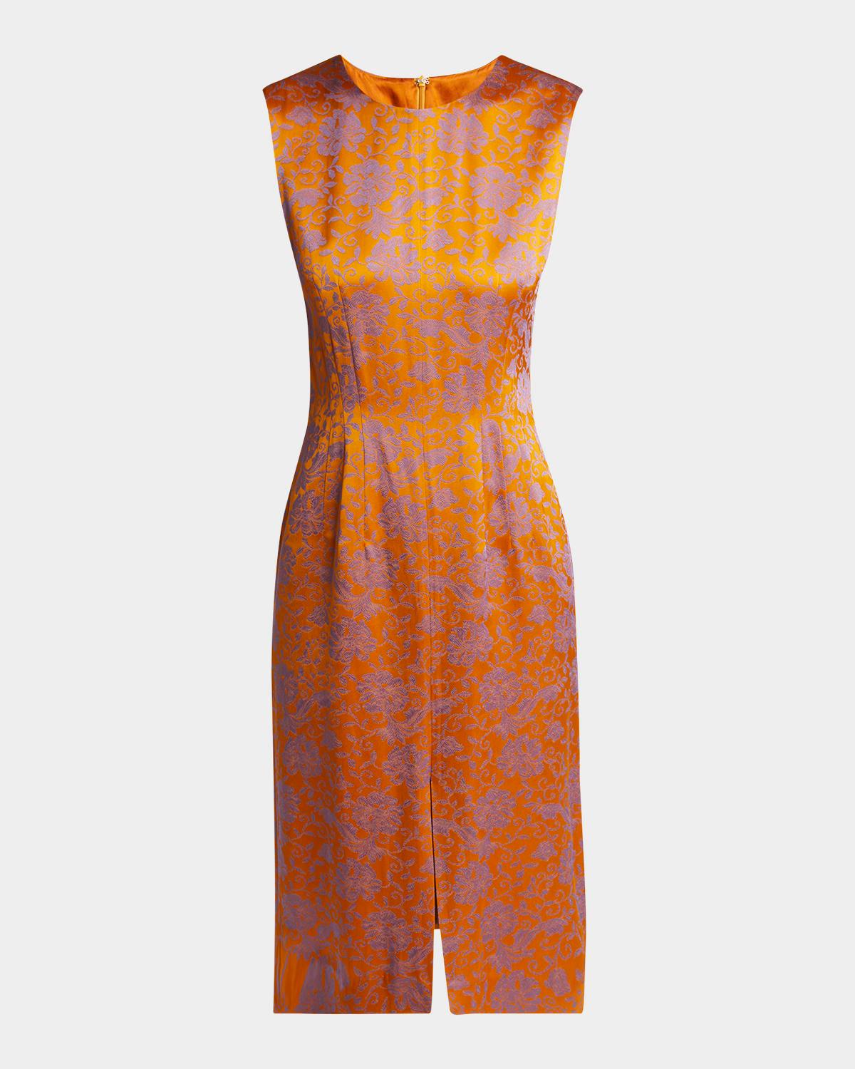 delina floral jacquard midi dress