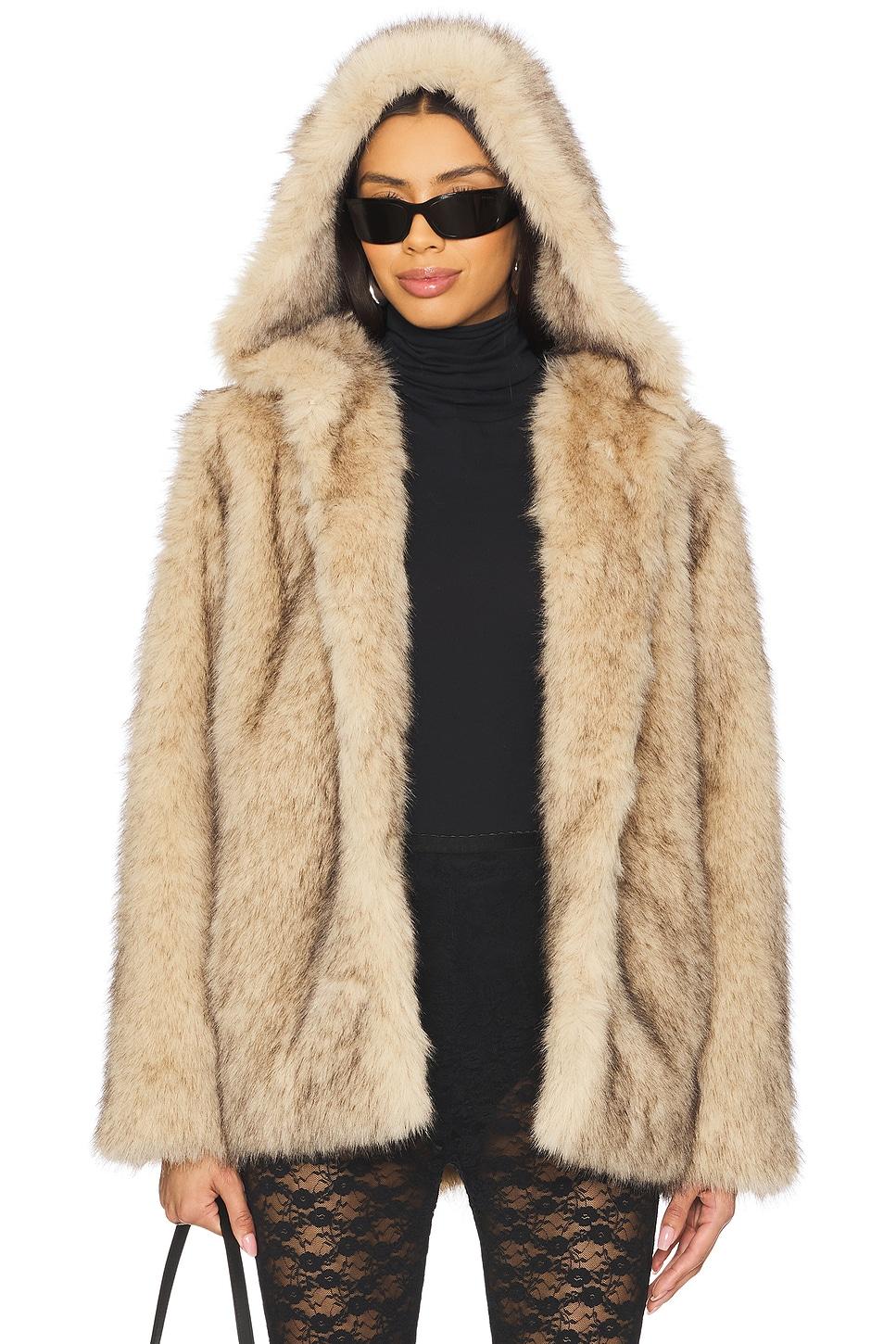 della faux fur hood jacket