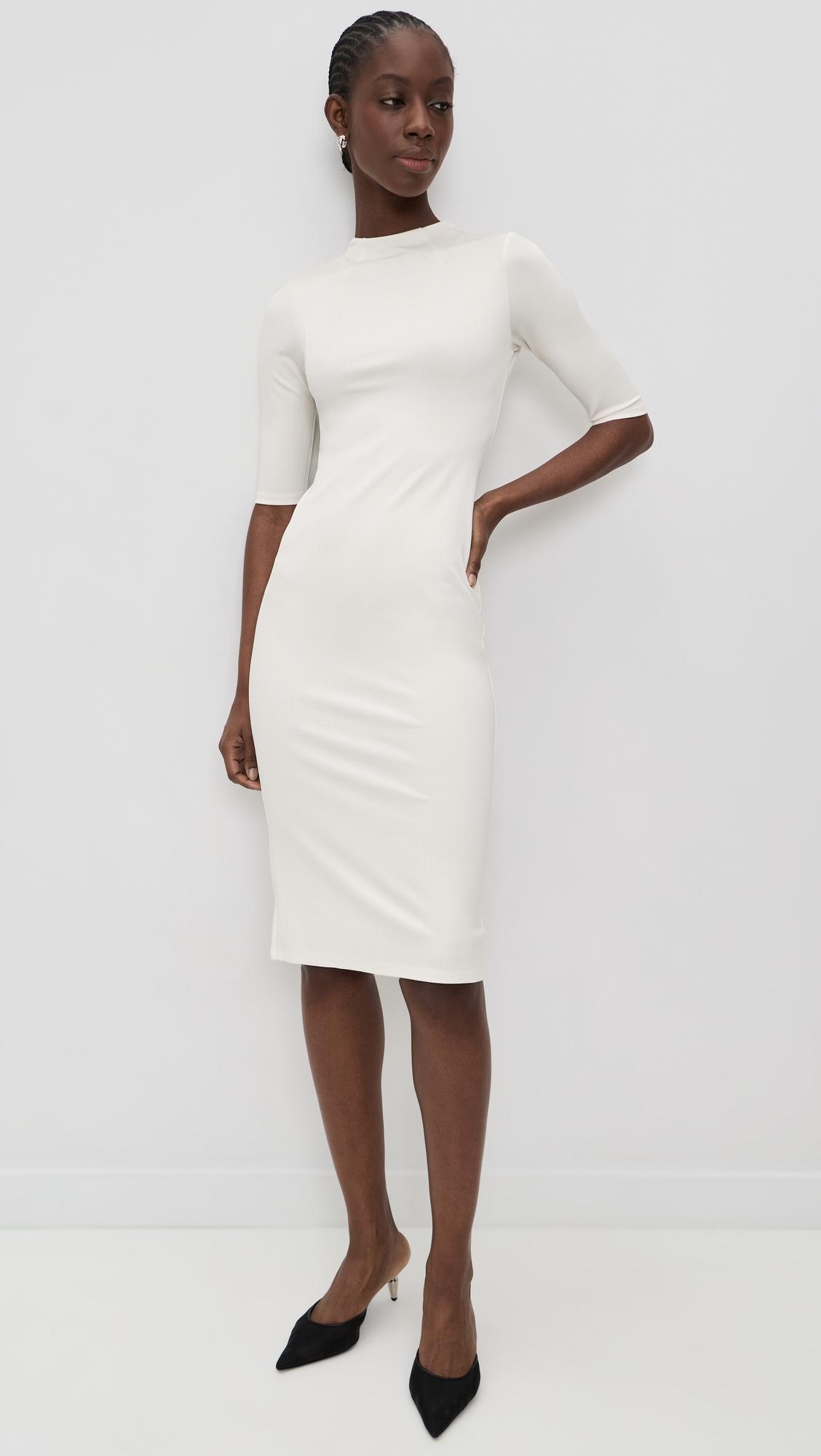 delora fitted mock neck dress