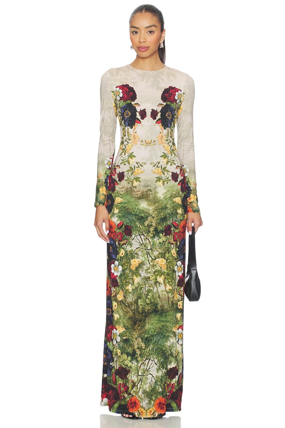 delora long sleeve crew neck maxi dress