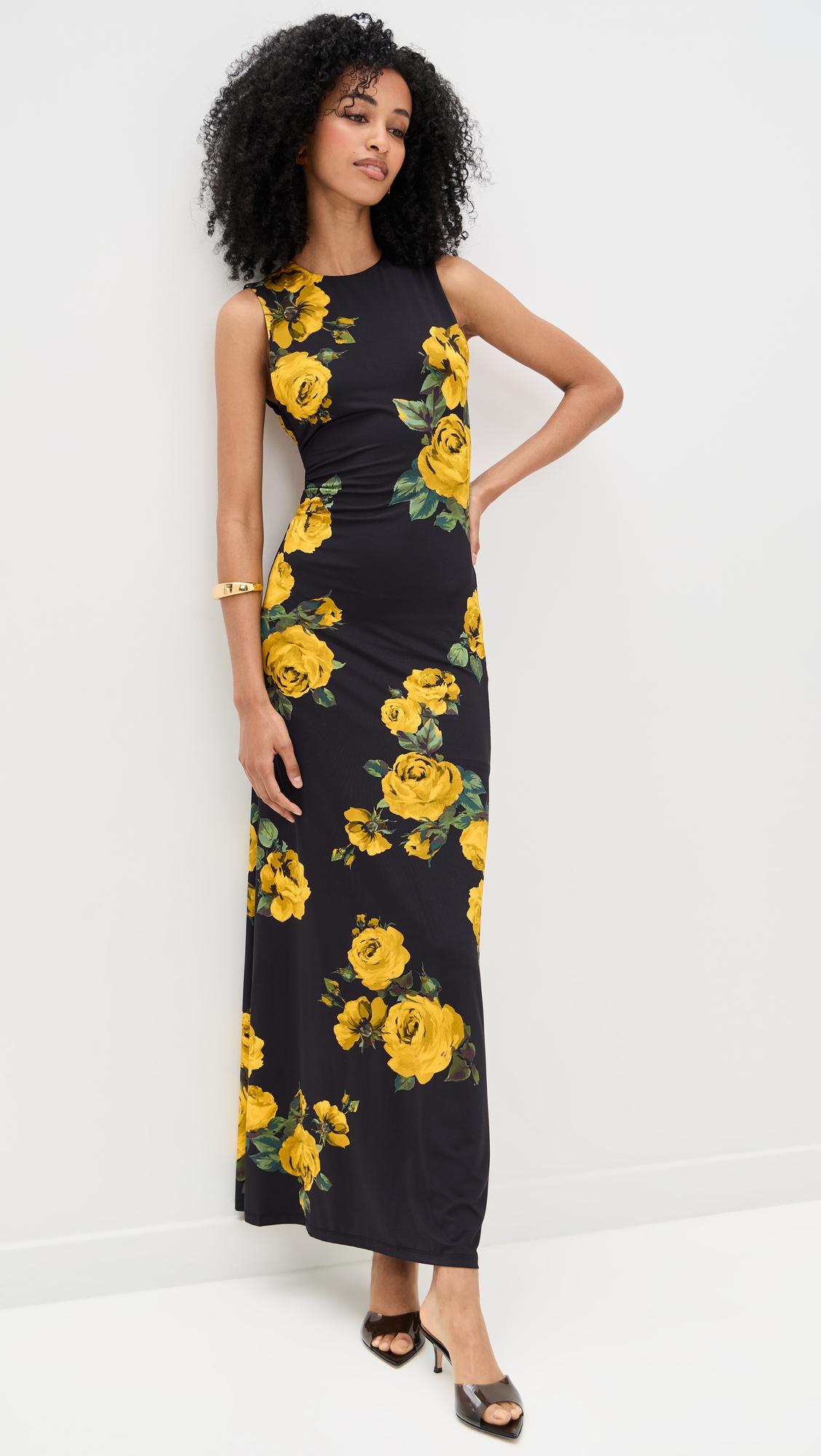 delora open back sleeveless crew neck maxi dress