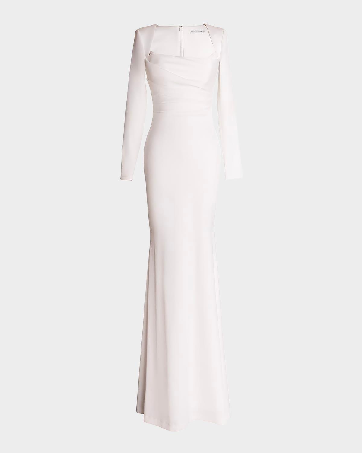 delores square-neck satin mermaid gown