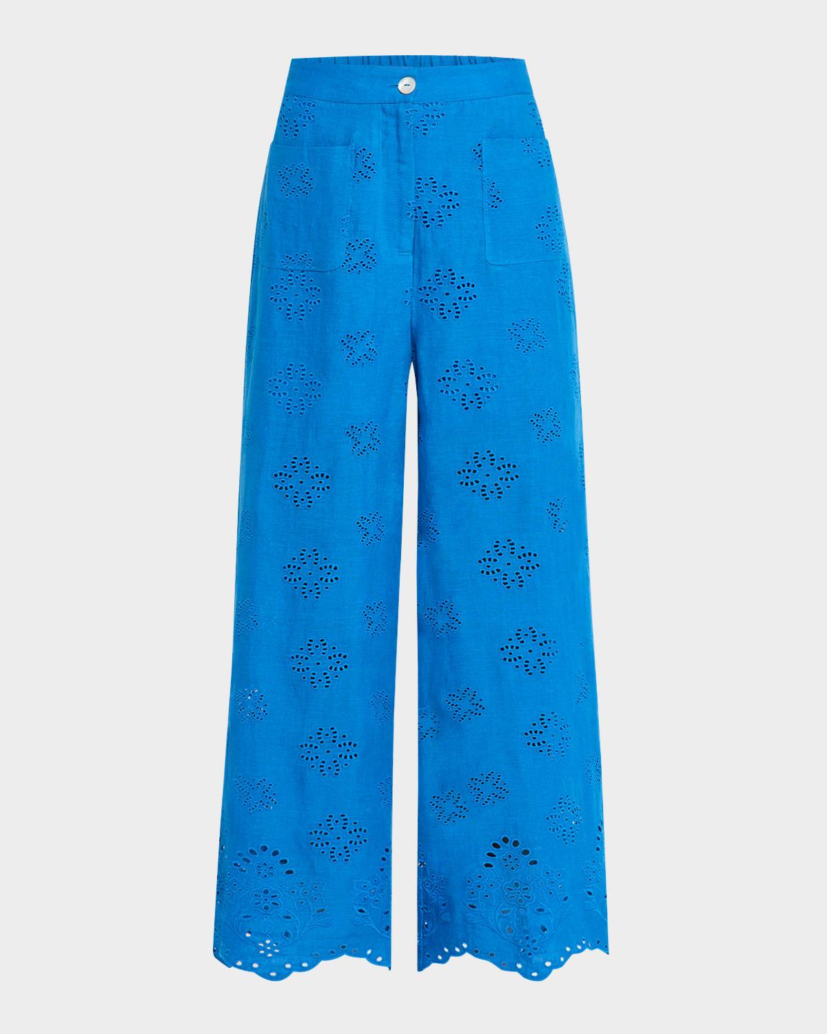 delores wide-leg eyelet linen pants