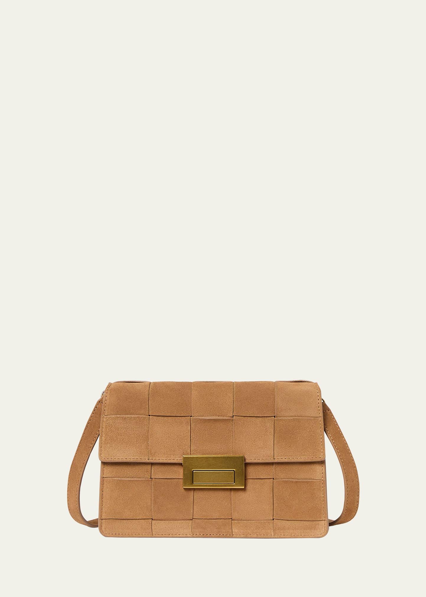 delphine woven suede crossbody bag
