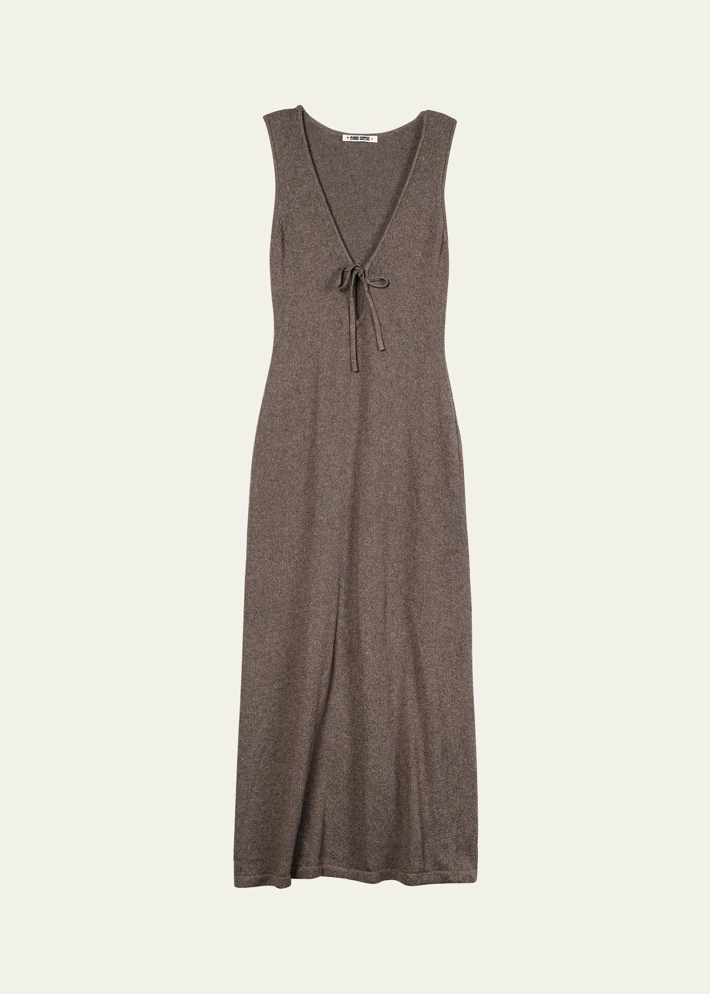 delphinus knit v-neck midi dress