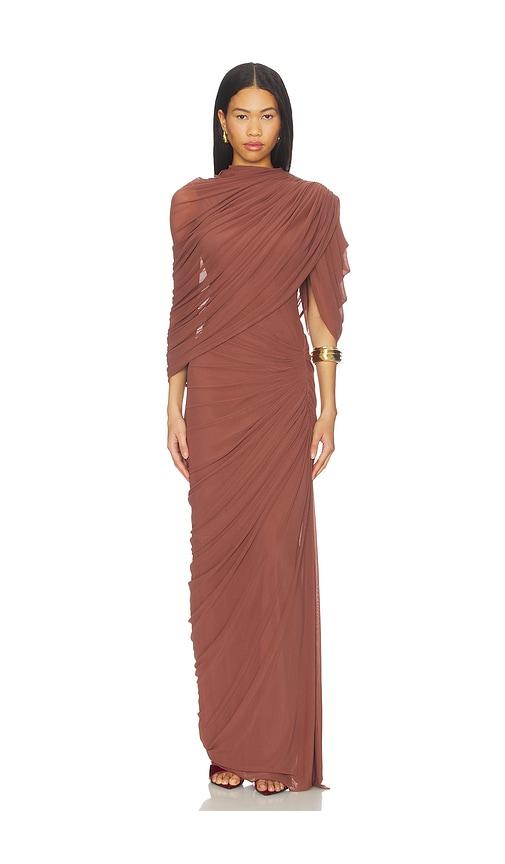 deme by gabriella beth dress in cognac.