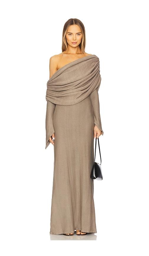 deme by gabriella bonnie dress in beige.