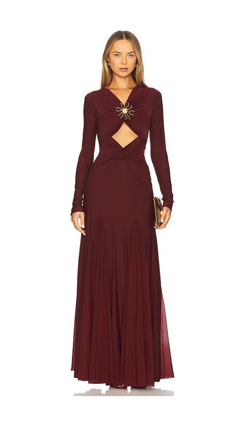 deme by gabriella chantal dress in burgundy.