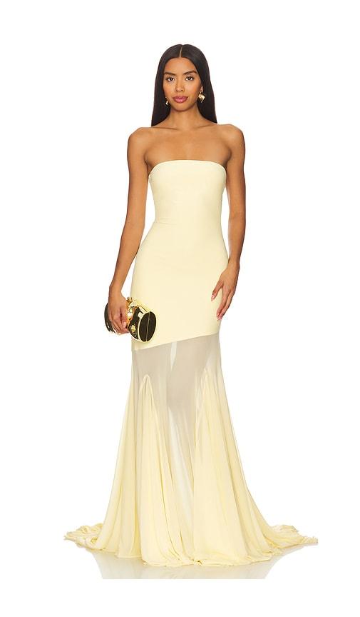 deme by gabriella dahlia gown in yellow.