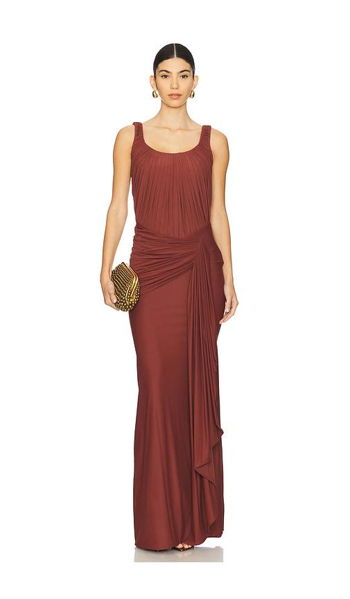 deme by gabriella evelina dress in brown.