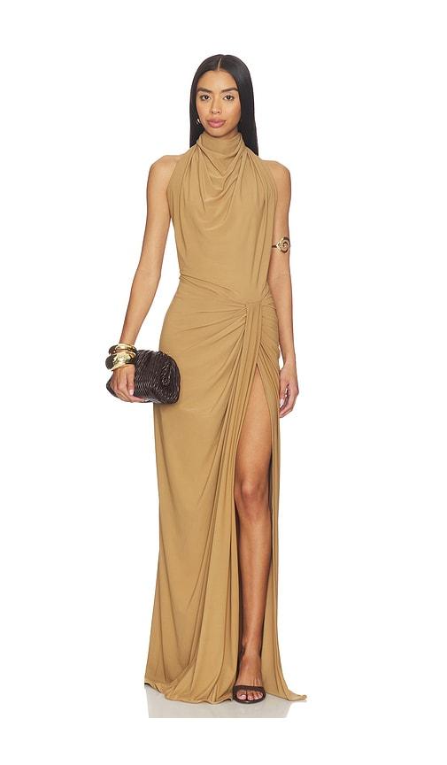 deme by gabriella the beatrix dress in beige.