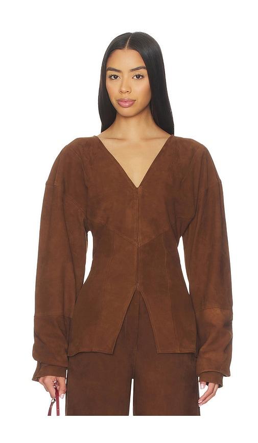 deme by gabriella the chelsea top in brown.