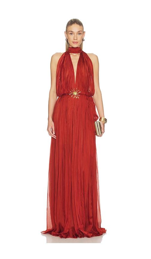 deme by gabriella the melania dress in brick.