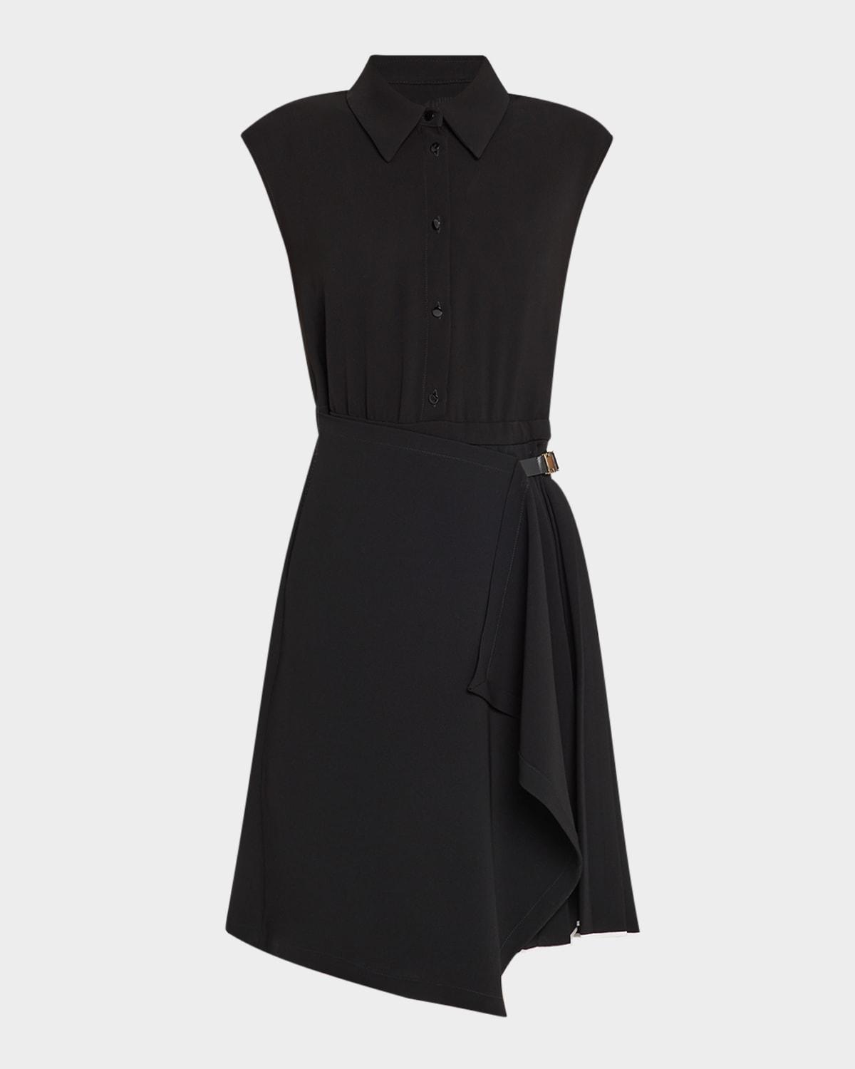 demetra pleated cap-sleeve shirtdress