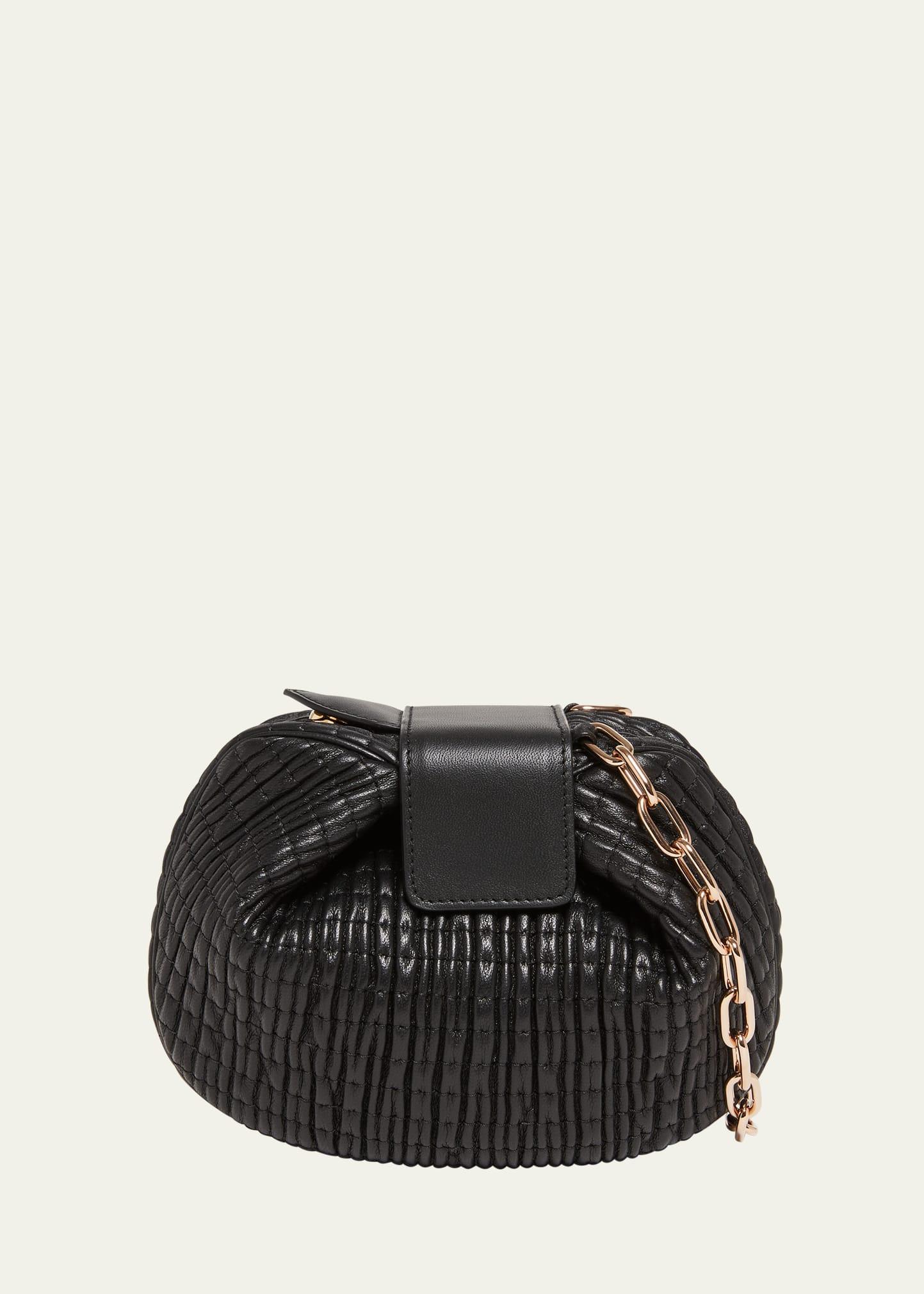 demi ruched leather clutch bag