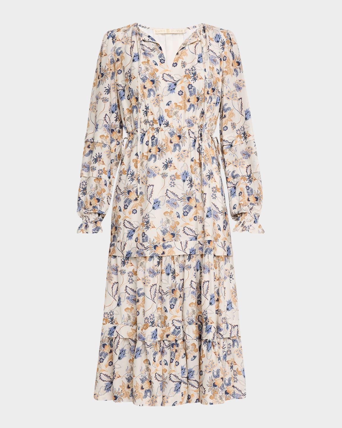demi tiered floral-print midi dress