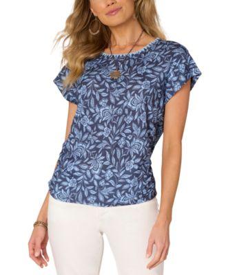democracy womens printed cap sleeve top pxs 3x